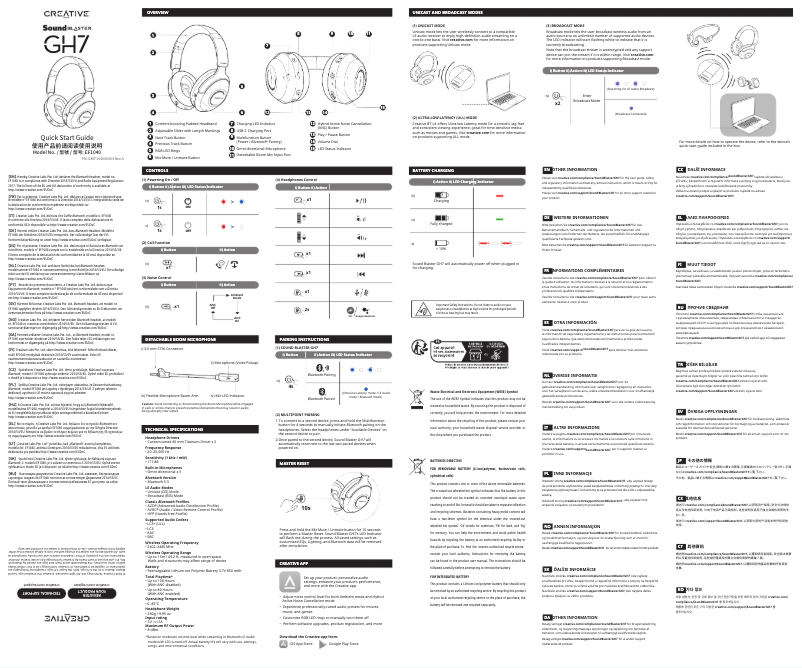 Image de la première page du manuel de l'appareil Sound Blaster GH7