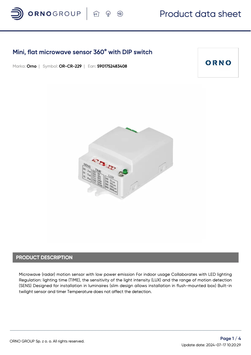Image de la première page du manuel de l'appareil OR-CR-229