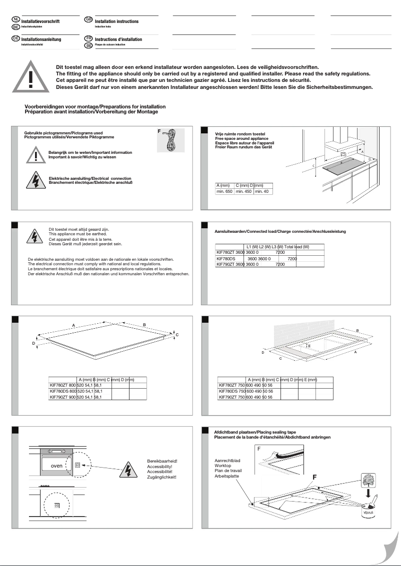Page n°1 - Guide d'installation Etna KIF780ZT