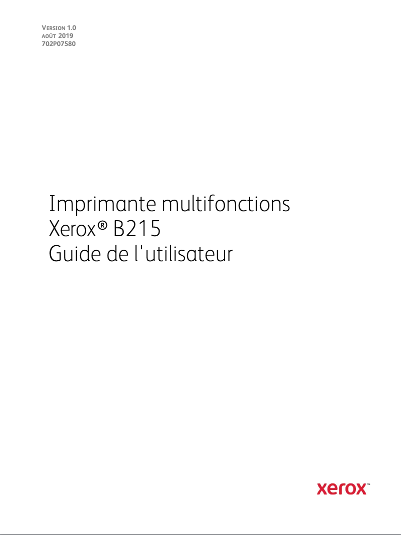 Page 1 de la notice Manuel utilisateur Xerox B215V