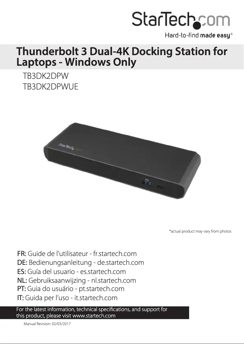 Page n°1 - Mode d'emploi StarTech.com TB3DK2DPW
