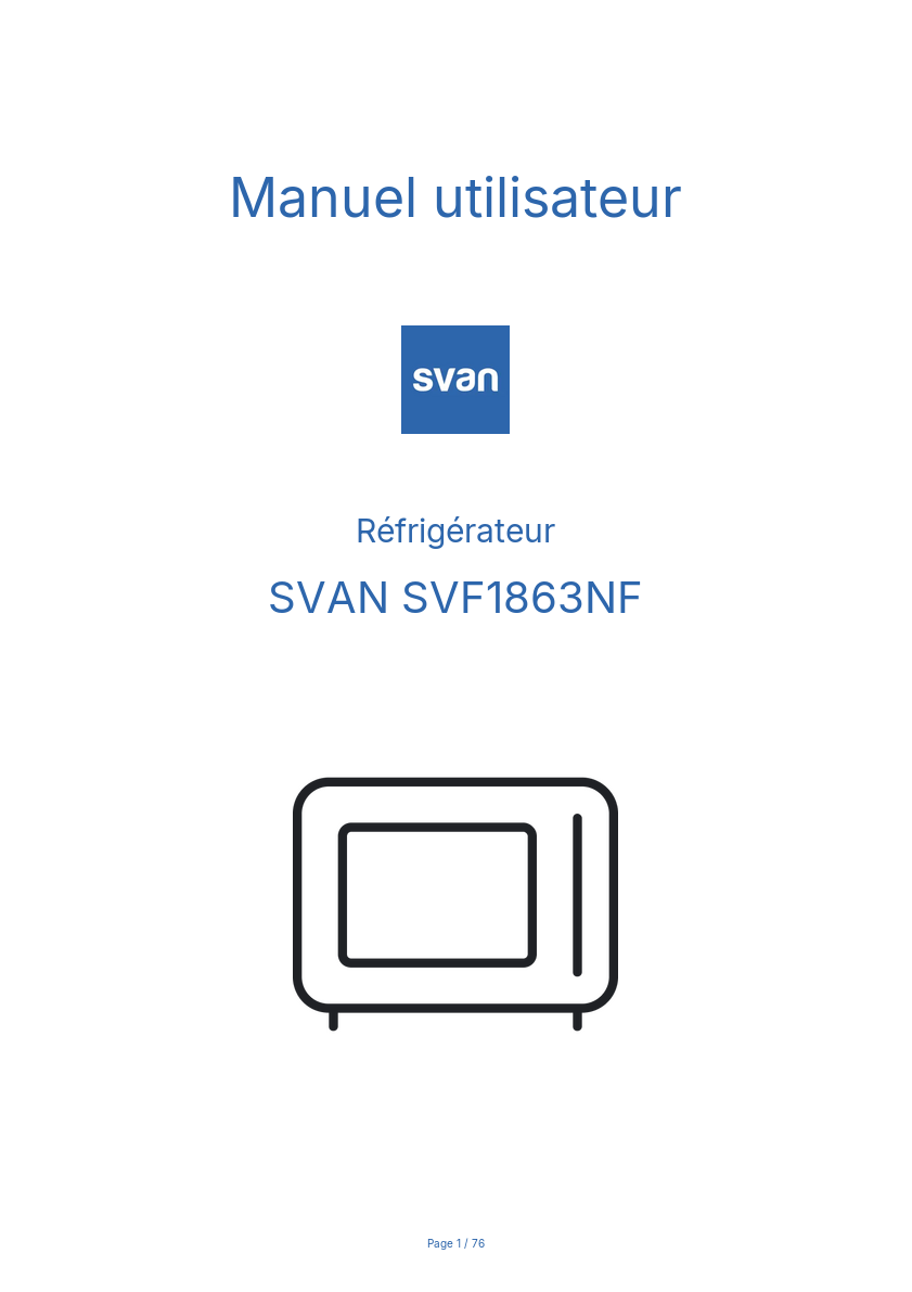 Page n°1 - Manuel utilisateur SVAN SVF1863NF