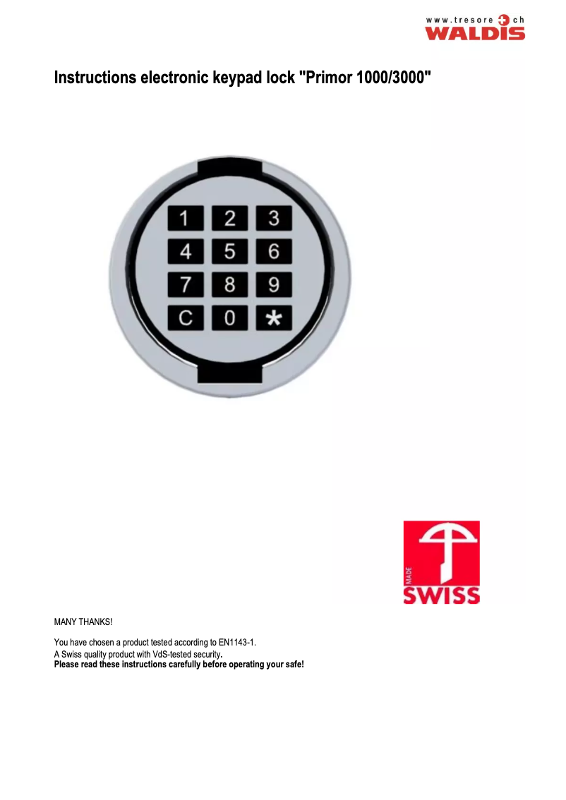 Page n°1 - Manuel utilisateur WALDIS Eco 801