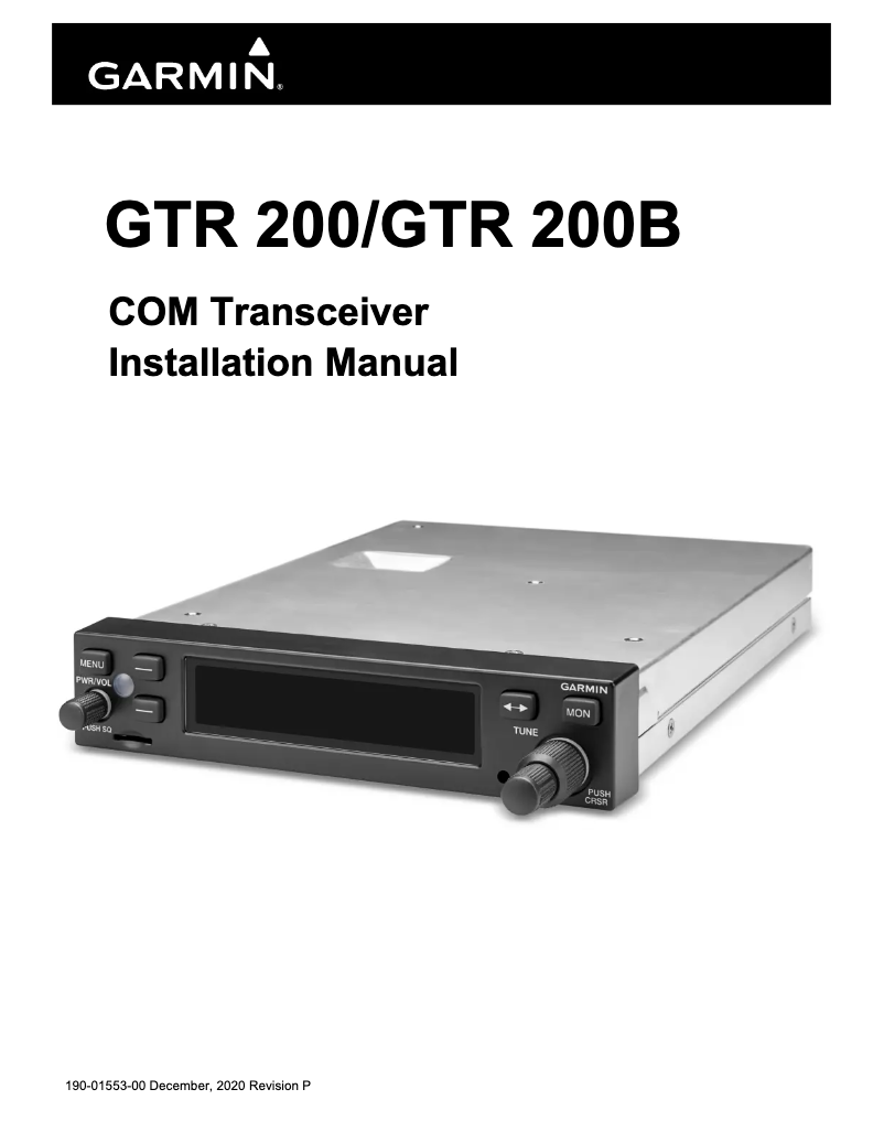 Image de la première page du manuel de l'appareil GTR 200