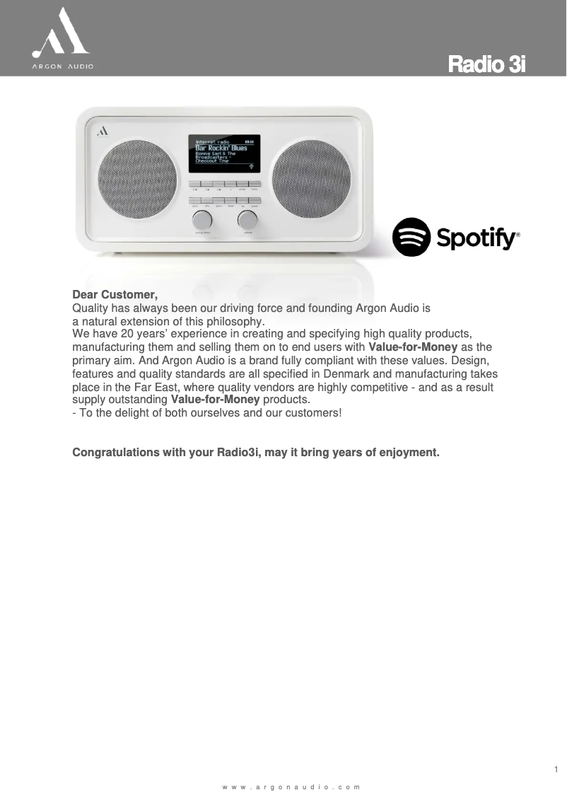 Página 1 del manual Manual de usuario Argon Radio 3i