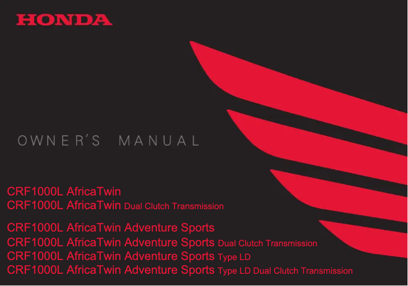 Page 1 de la notice Manuel utilisateur Honda Africa Twin CRF1000 (2019)