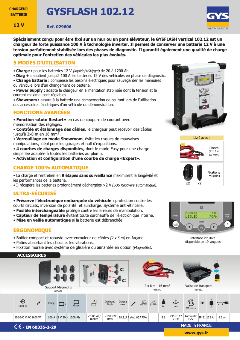 Page n°1 - Fiche technique GYS Gysflash 102.12 HF