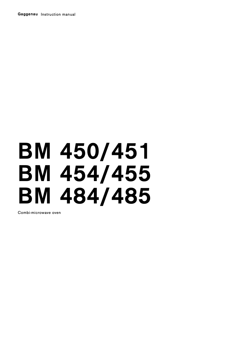Page n°1 - Manuel utilisateur Gaggenau BM454