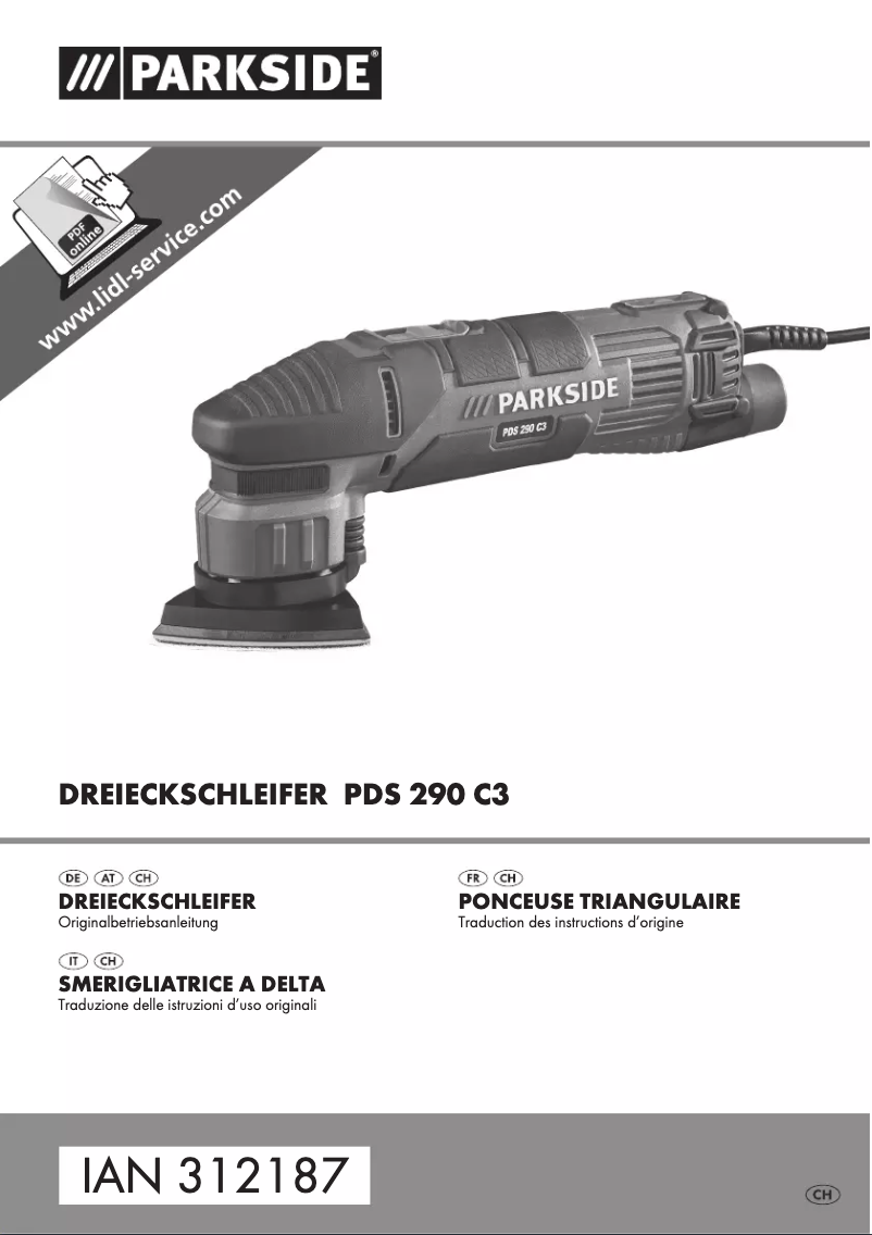 Page n°1 - Manuel utilisateur Parkside PDS 290 C3