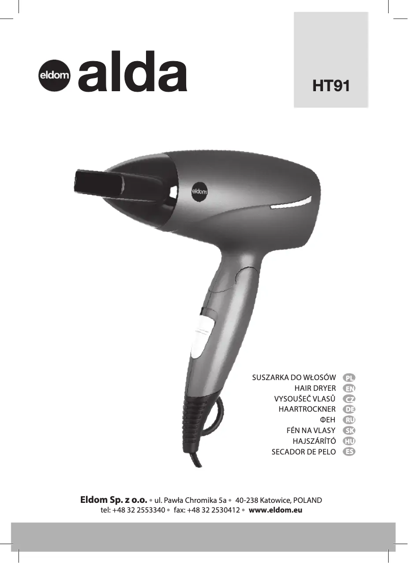 Page 1 de la notice Manuel utilisateur Eldom Alda HT91