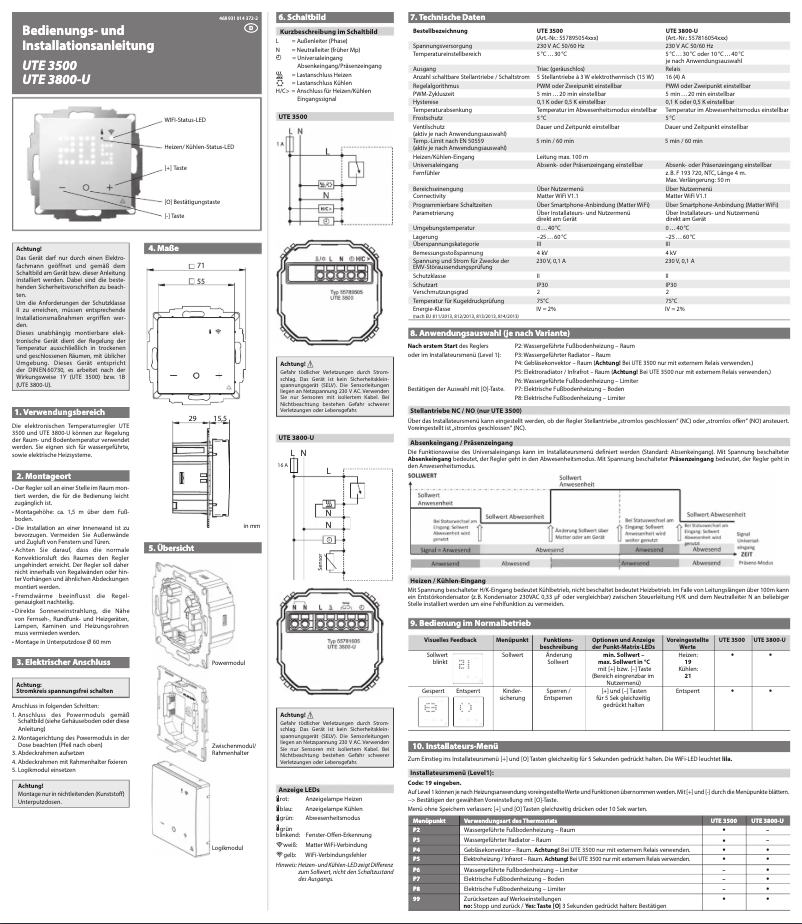Image de la première page du manuel de l'appareil UTE 3800-U