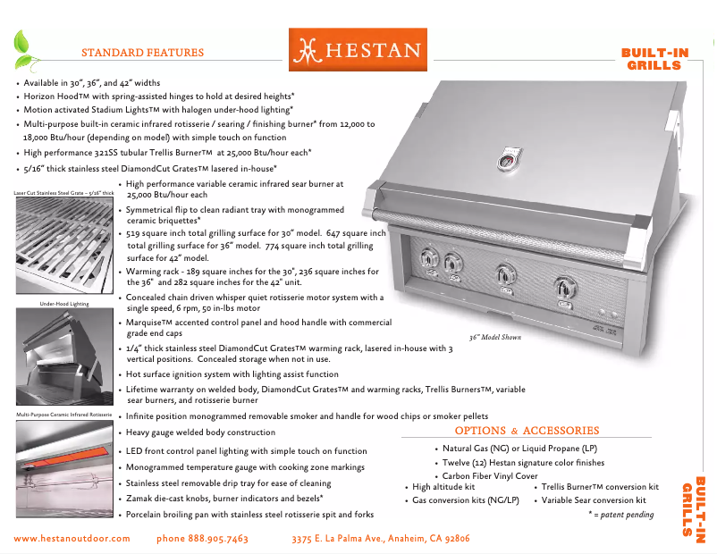 Page 1 de la notice Fiche technique Hestan GMBR30-NG