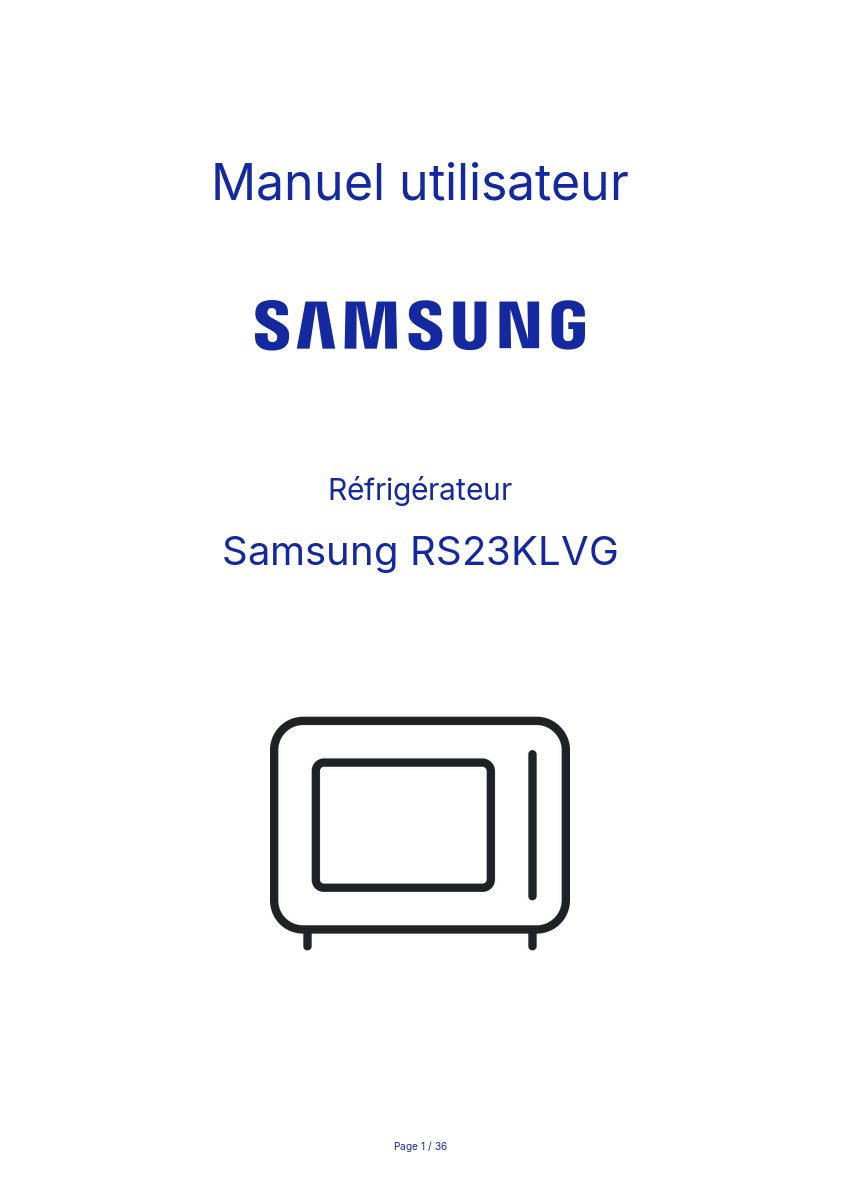 Image de la première page du manuel de l'appareil RS23KLVG