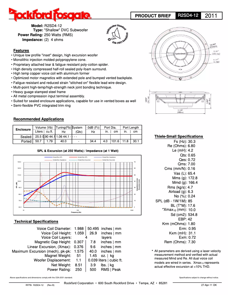 Page n°1 - Fiche technique Rockford Fosgate Prime R2SD4-12