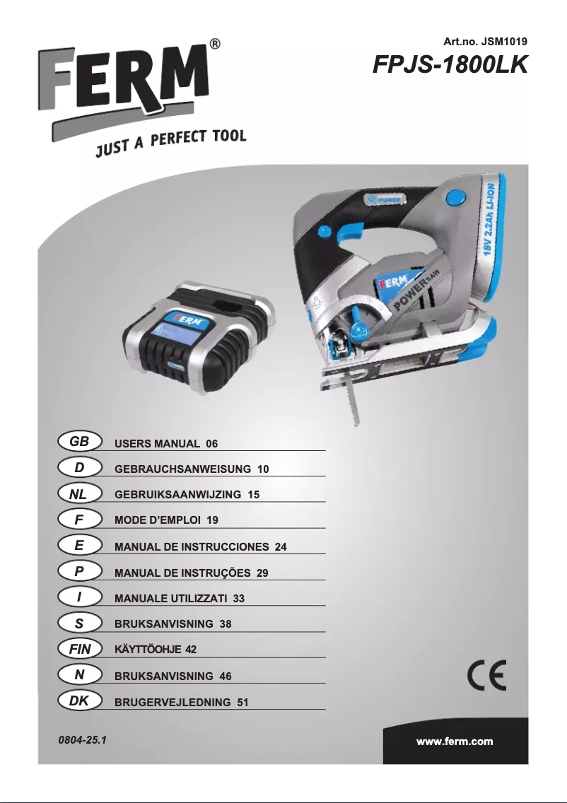 Page 1 de la notice Manuel utilisateur Ferm FPJS-1800LK