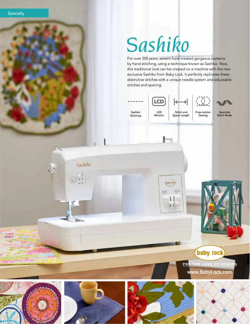 Page 1 de la notice Fiche technique Baby Lock Sashiko BLQK