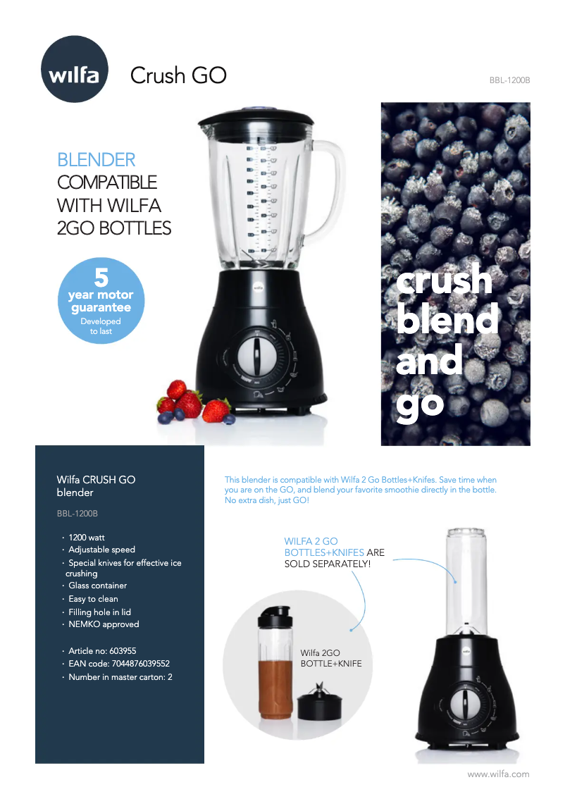 Page n°1 - Brochure Wilfa Crush Go BBL-1200B