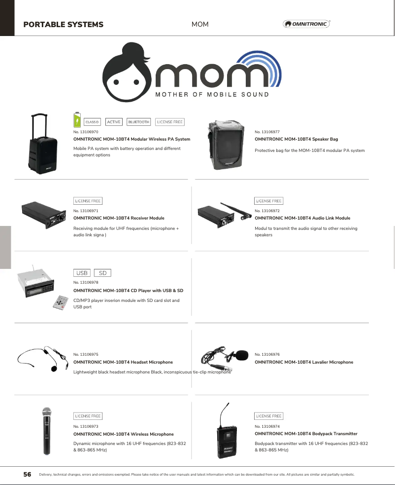 Page n°1 - Catalogue Omnitronic MOM-10BT4