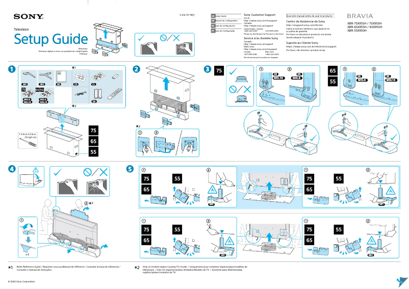 Page 1 de la notice Guide d'installation Sony Bravia XBR-65X950H