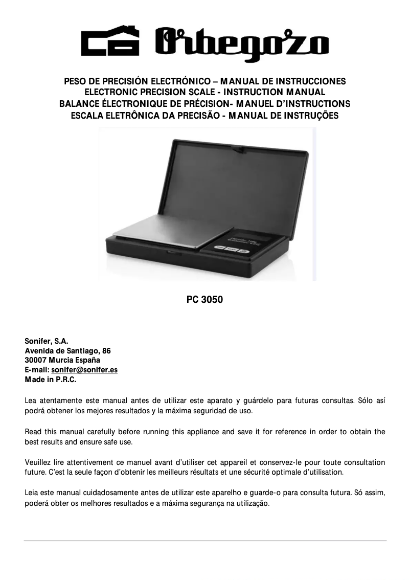 Image de la première page du manuel de l'appareil PC 3050