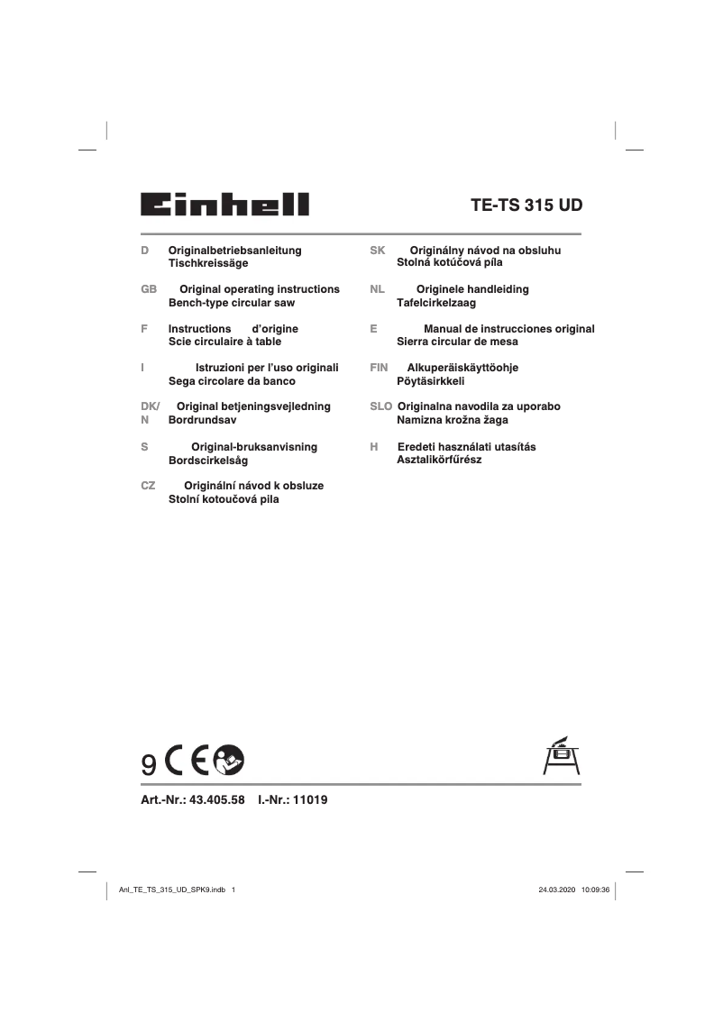 Image de la première page du manuel de l'appareil TE-TS 315 UD