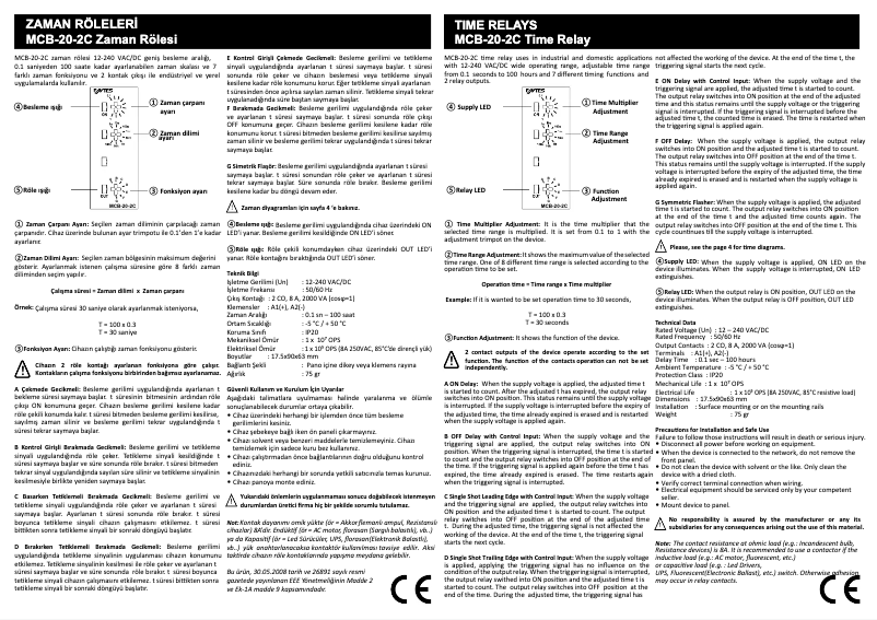Page 1 de la notice Manuel utilisateur ENTES MCB-20-2C