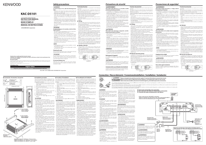 Page 1 de la notice Manuel utilisateur Kenwood KAC-D5101