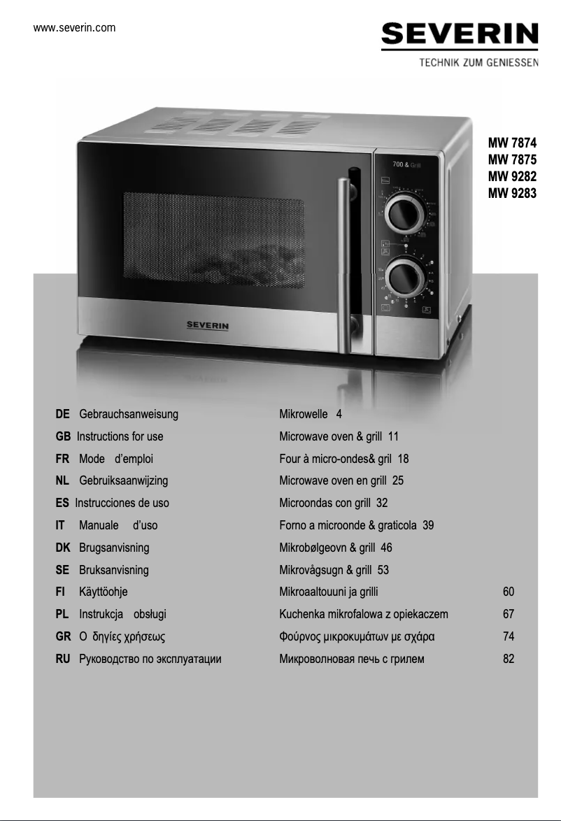 Page 1 de la notice Manuel utilisateur Severin MW 9283