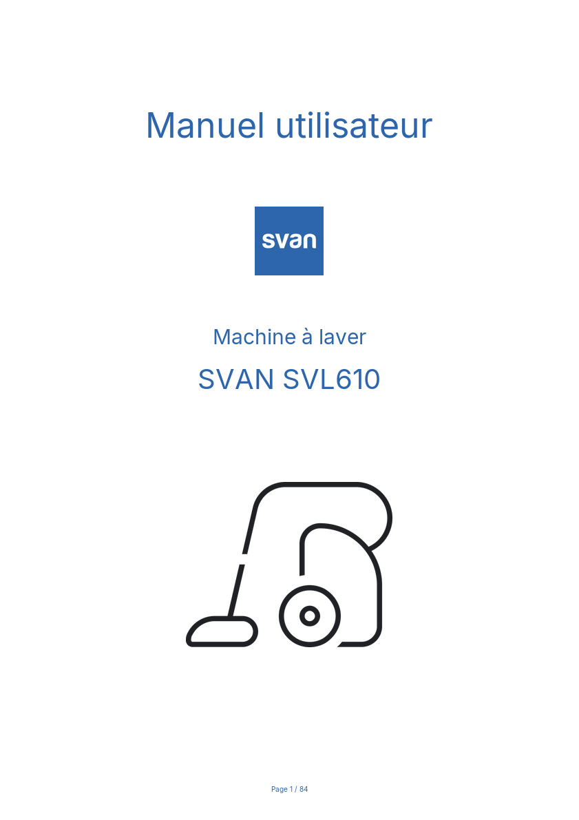 Page n°1 - Manuel utilisateur SVAN SVL610