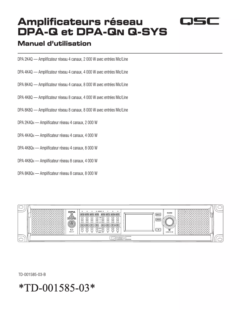 Page 1 de la notice Manuel utilisateur QSC DPA-2K4Q