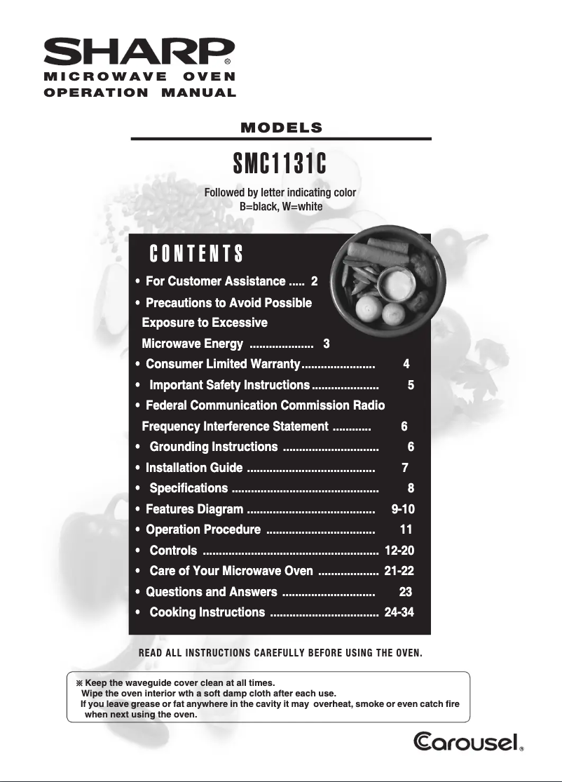 Page 1 de la notice Manuel utilisateur Sharp SMC1131CW