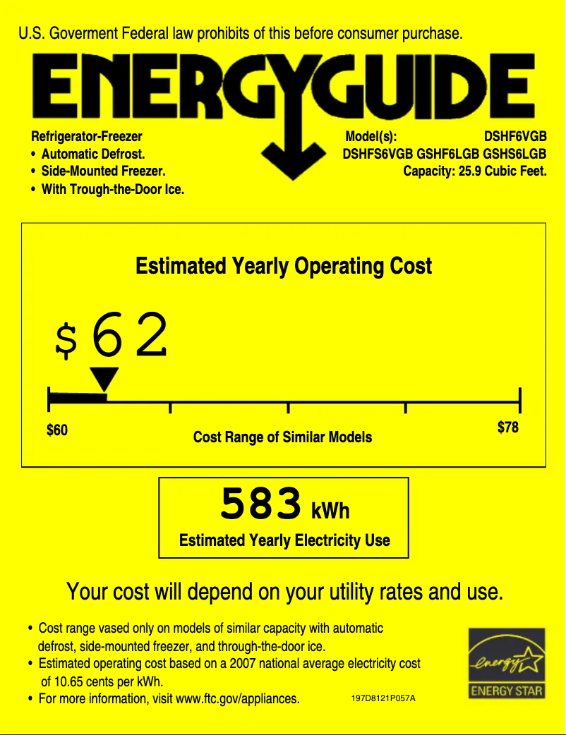 Page n°1 - Label énergétique GE Adora DSHF6VGBWW
