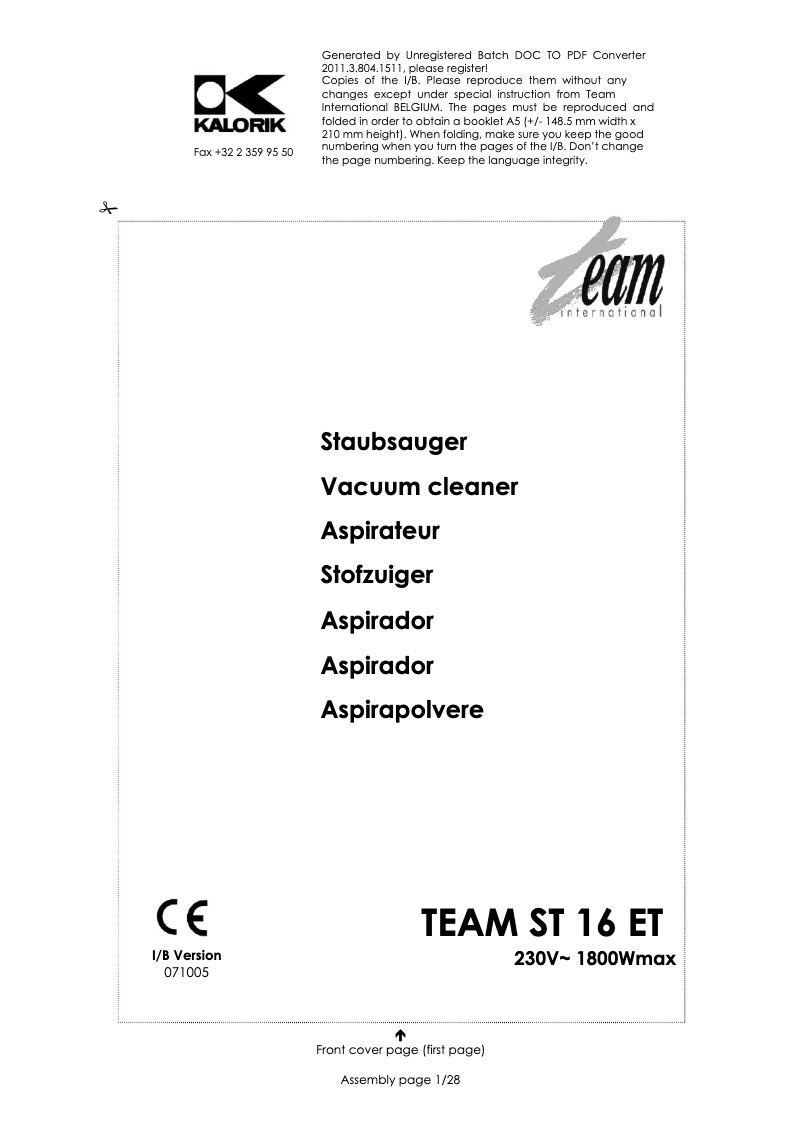 Imagen de la primera página del manual del dispositivo ST 16 ET