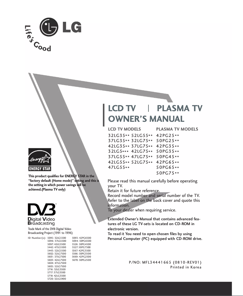 Página 1 del manual Manual de usuario LG 325500.BET