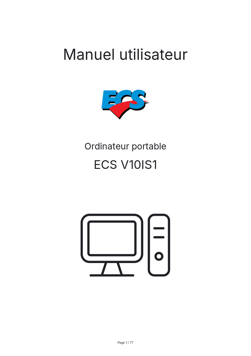 Page n°1 - Manuel utilisateur ECS V10IS1