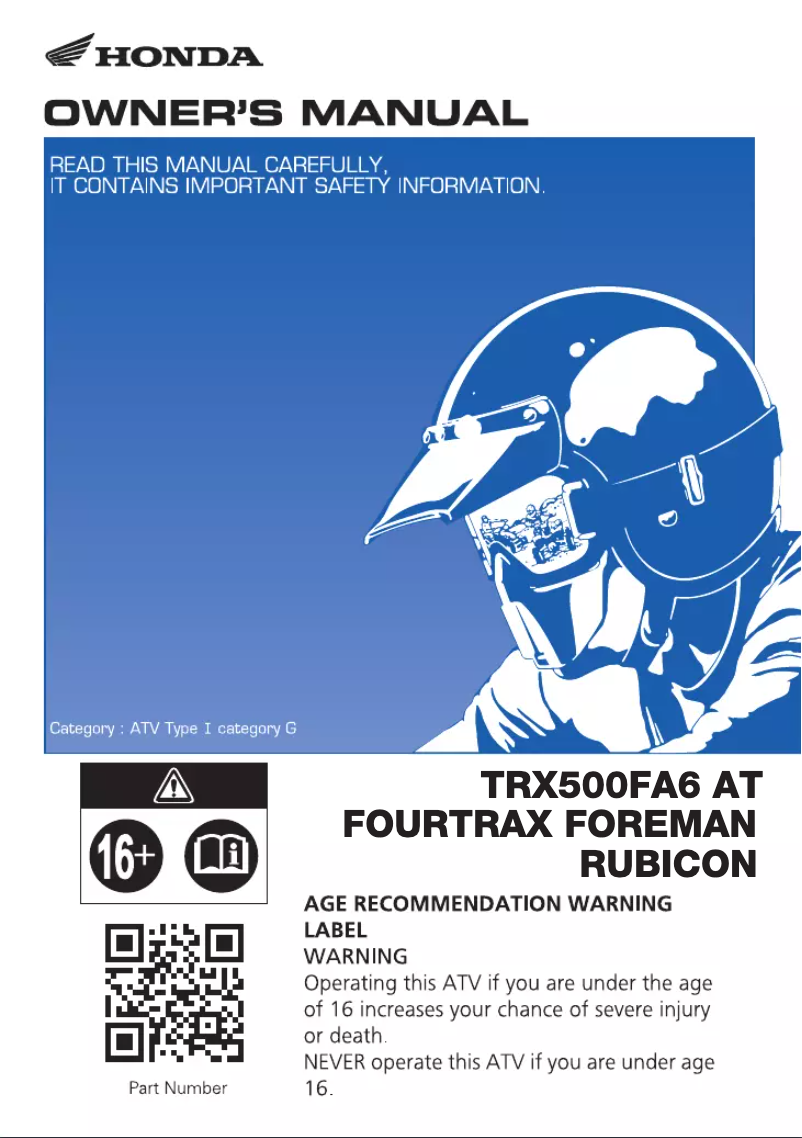 Página 1 del manual Manual de usuario Honda FourTrax Foreman TRX500FA6 (2019)