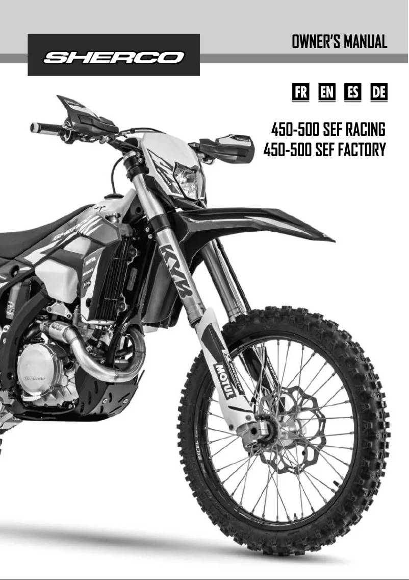 Page 1 de la notice Manuel utilisateur Sherco 450 SEF (2024)