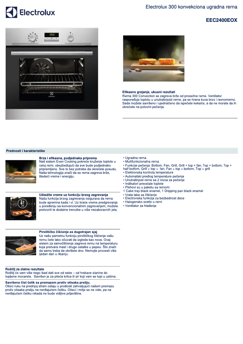 Página 1 del manual Ficha técnica Electrolux EEC2400EOX