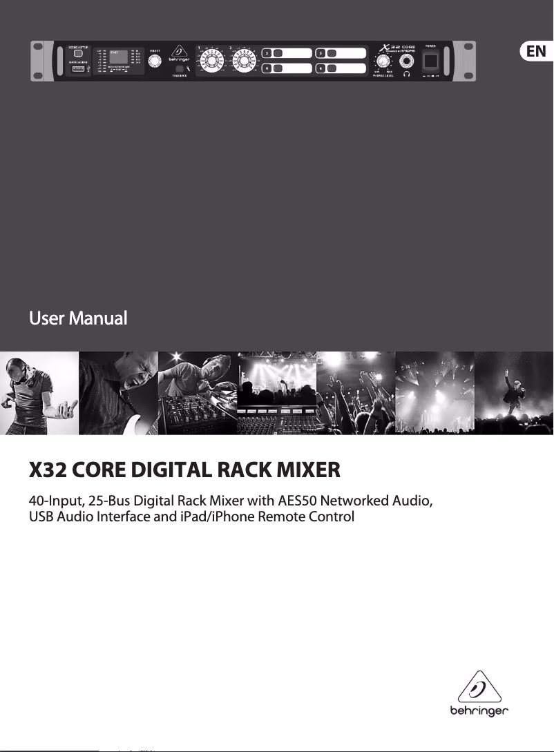 Page 1 de la notice Manuel utilisateur Behringer X32 Core