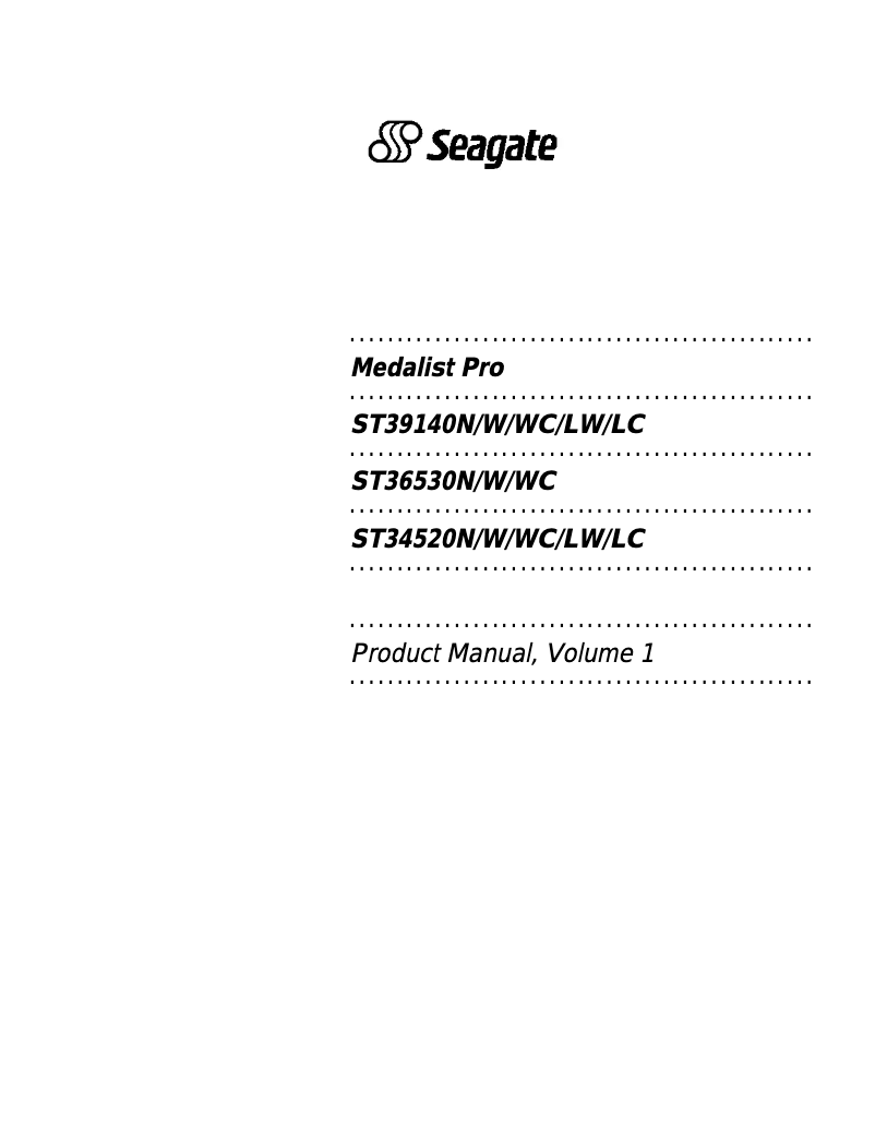 Page 1 de la notice Manuel utilisateur Seagate Medalist Pro ST39140W