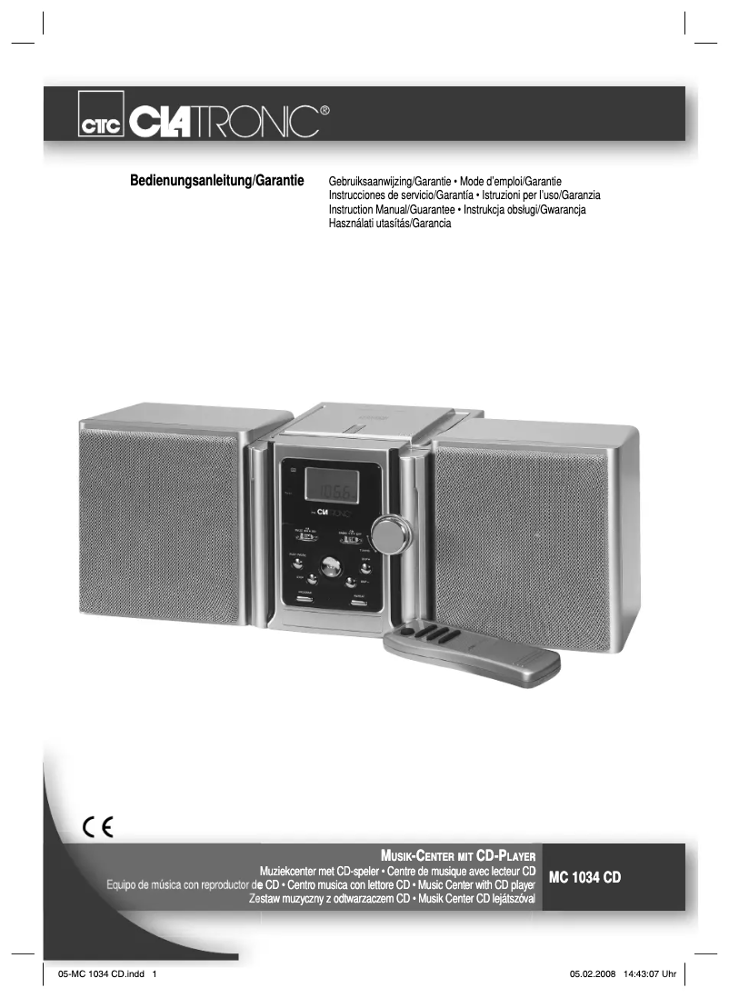 Image de la première page du manuel de l'appareil MC 1034 CD