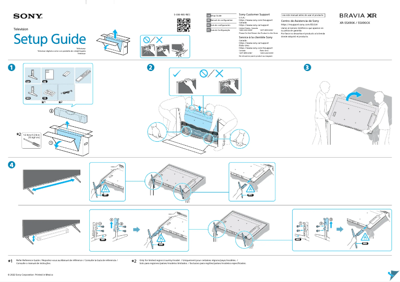 Page 1 de la notice Guide d'installation Sony XR-55X90CK