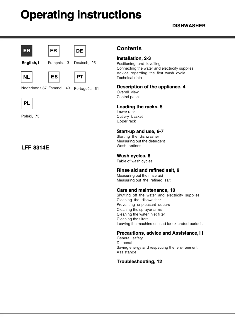 Image de la première page du manuel de l'appareil LFF 8314E EU