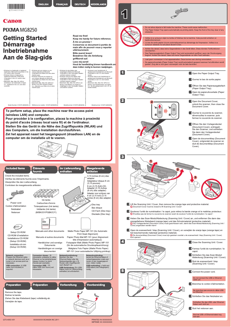 Page n°1 - Mode d'emploi Canon Pixma MG8240