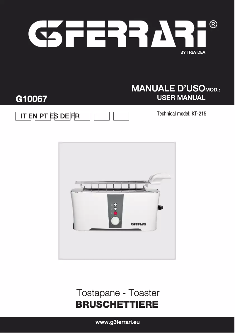 Image de la première page du manuel de l'appareil Bruschettiere G10067