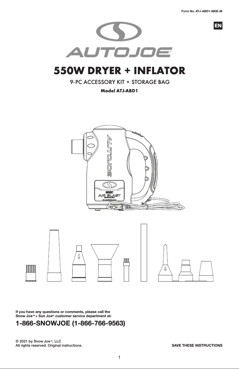 Page 1 de la notice Manuel utilisateur Auto Joe ATJ-ABD1