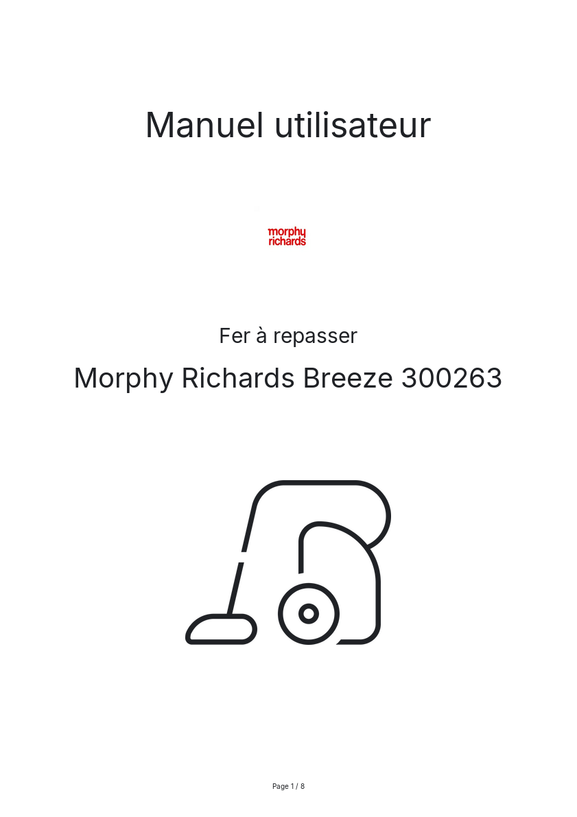 Page n°1 - Manuel utilisateur Morphy Richards Breeze 300263