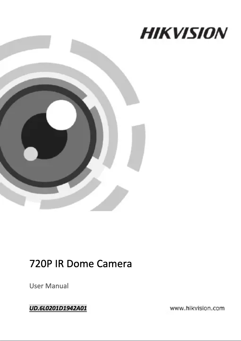 Page 1 de la notice Manuel utilisateur Hikvision 720P IR Dome Camera