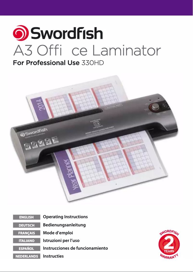 Page 1 de la notice Manuel utilisateur Swordfish 330HD