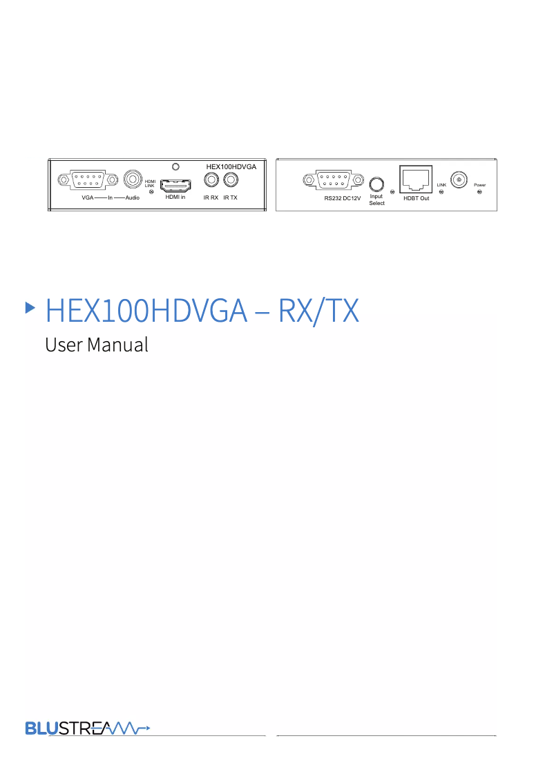Page 1 de la notice Manuel utilisateur Blustream HEX100HDVGA-TX